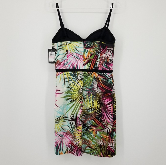 GUESS Printed Bodycon Sleeveless Dress Ivory Green Blue Women's 10 - Picture 3 of 9